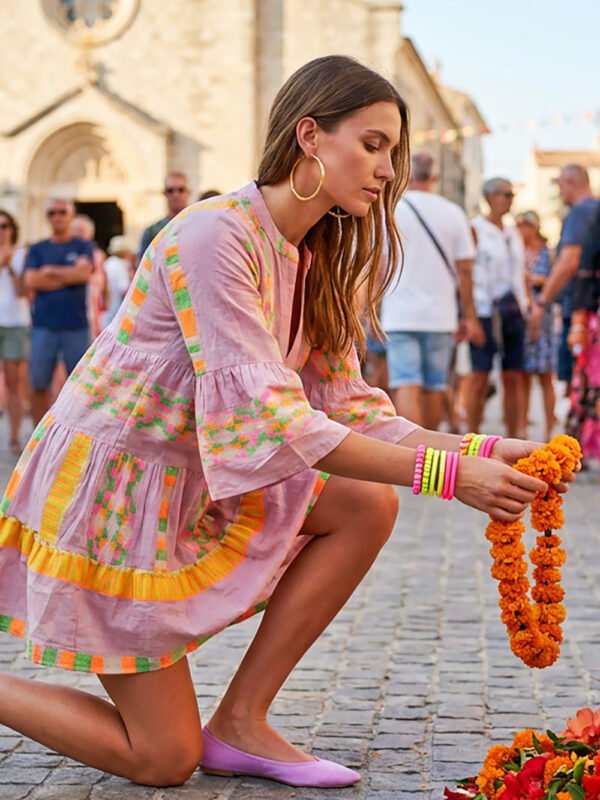 mini abito orange rebel indossato modella