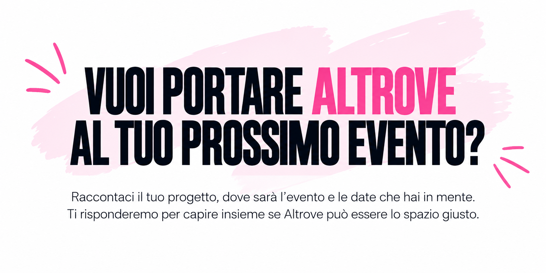 Vuoi portare Altrove al tuo prossimo evento?